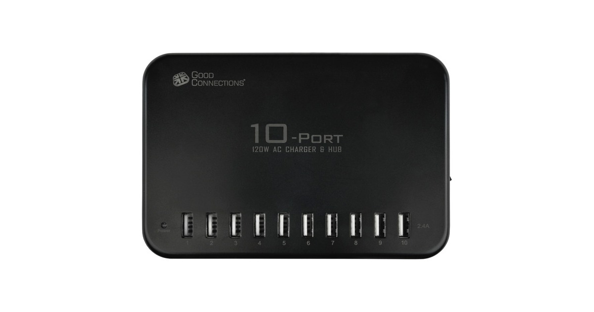 Good Connections USB-Schnellladestation 120 Watt, 10 Port(schwarz, 10x USB-A)