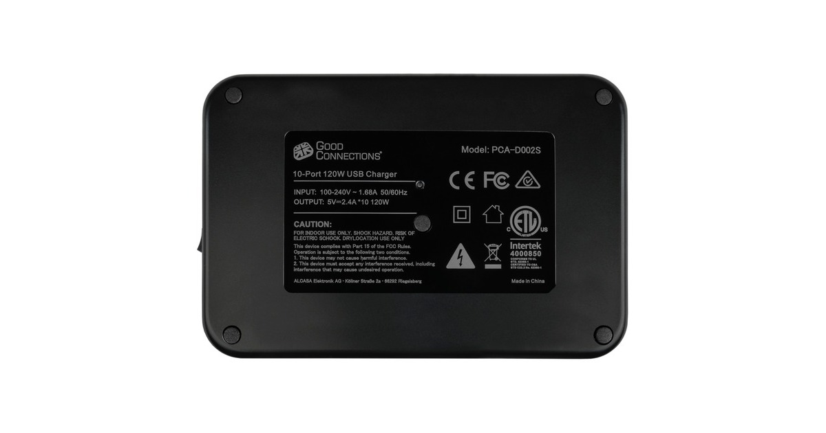 Good Connections USB-Schnellladestation 120 Watt, 10 Port(schwarz, 10x USB-A)