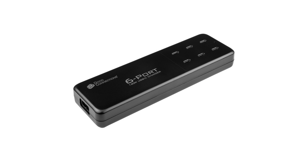Good Connections USB-Schnellladestation 120 Watt, 6-Port, Ladegerät(schwarz, PD 3.0, QC 4+, USB-C)