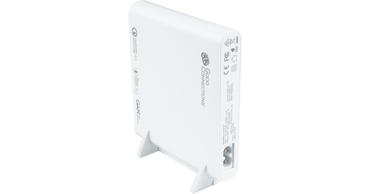 Good Connections USB-Schnellladestation, 120 Watt, 4-Port(weiß, GaN-Technologie, PD 3.0, QC 4+)