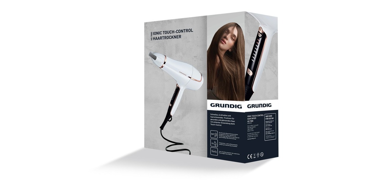 Grundig HD 7880 Ionic Touch-Control, Haartrockner(weiß/roségold)