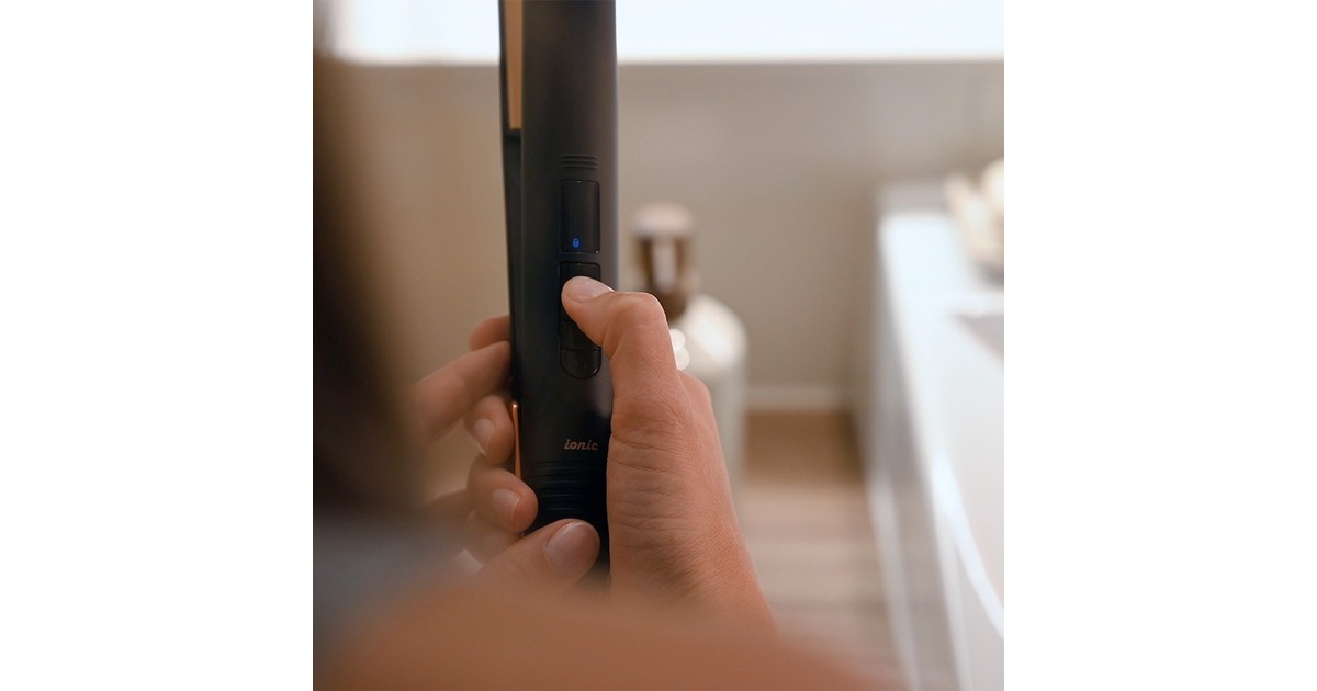 Grundig HS 7030 NaturaShine Straight & Curls, Haarglätter(schwarz/roségold)