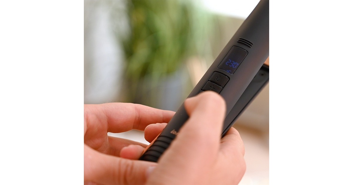 Grundig HS 7030 NaturaShine Straight & Curls, Haarglätter(schwarz/roségold)