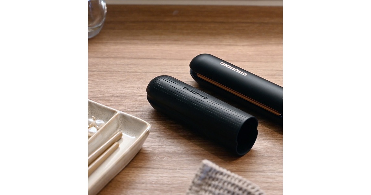 Grundig HS 7030 NaturaShine Straight & Curls, Haarglätter(schwarz/roségold)