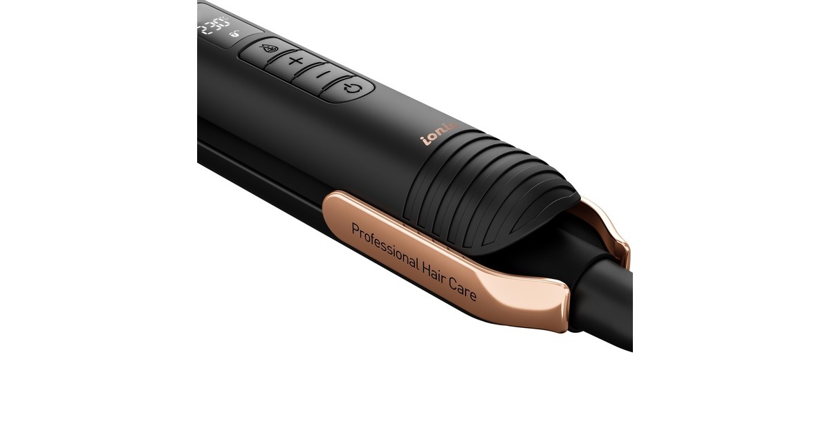 Grundig HS 7030 NaturaShine Straight & Curls, Haarglätter(schwarz/roségold)