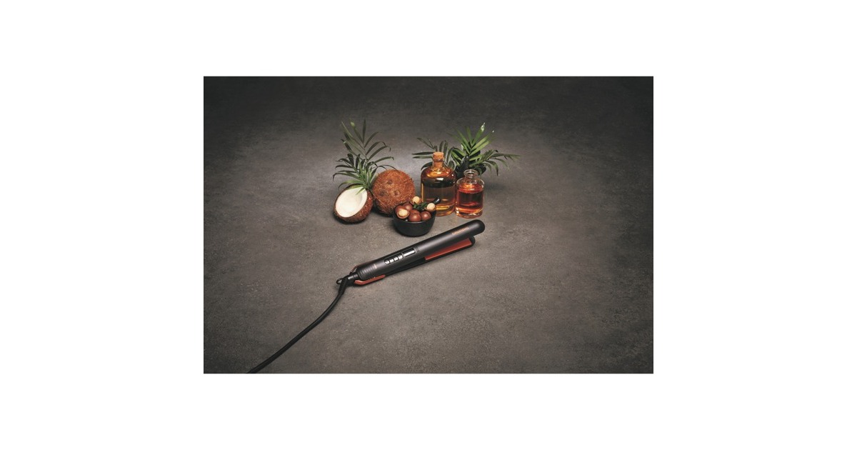 Grundig HS 7030 NaturaShine Straight & Curls, Haarglätter(schwarz/roségold)