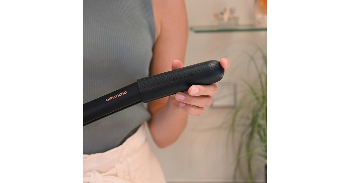 Grundig HS 7030 NaturaShine Straight & Curls, Haarglätter(schwarz/roségold)