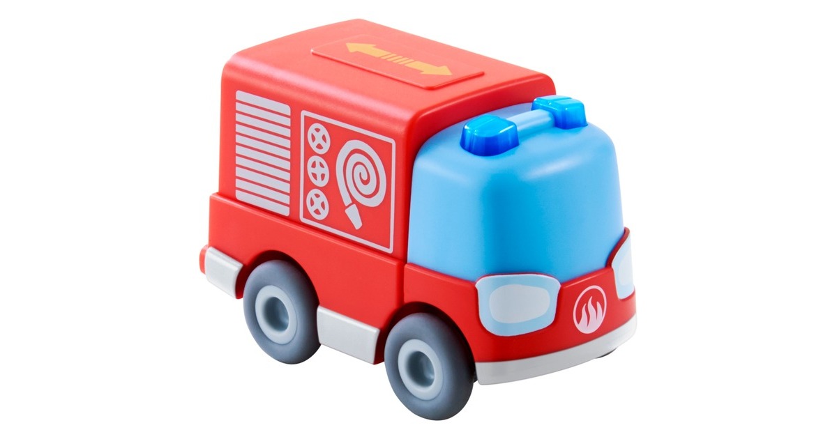 HABA Kugelbahn Kullerbü -Batterie-Feuerwehrauto, Spielfahrzeug