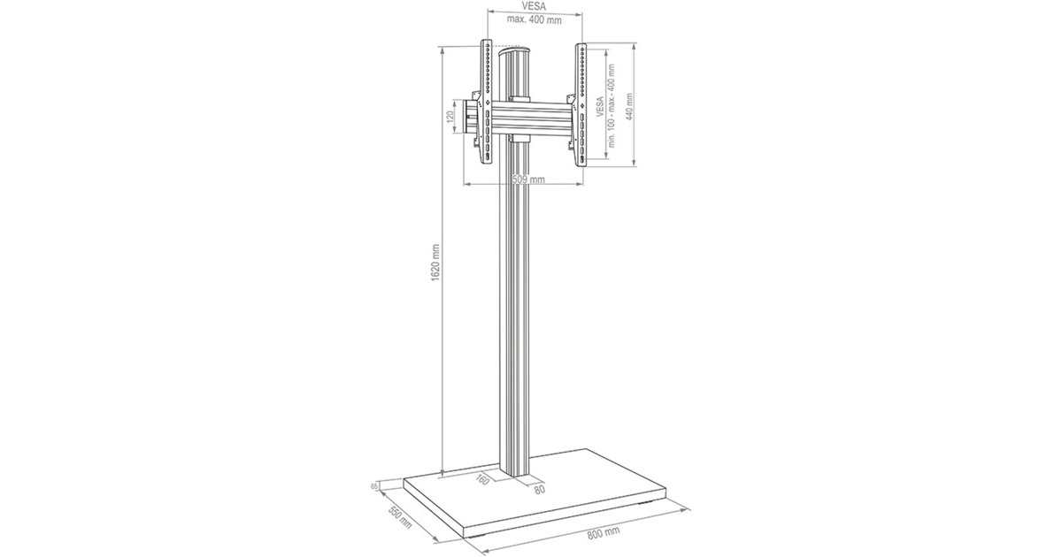 HAGOR CPS ELIA 160 Floorstand, Halterung(schwarz/schwarz (glänzend), Freistehendes Standsystem)