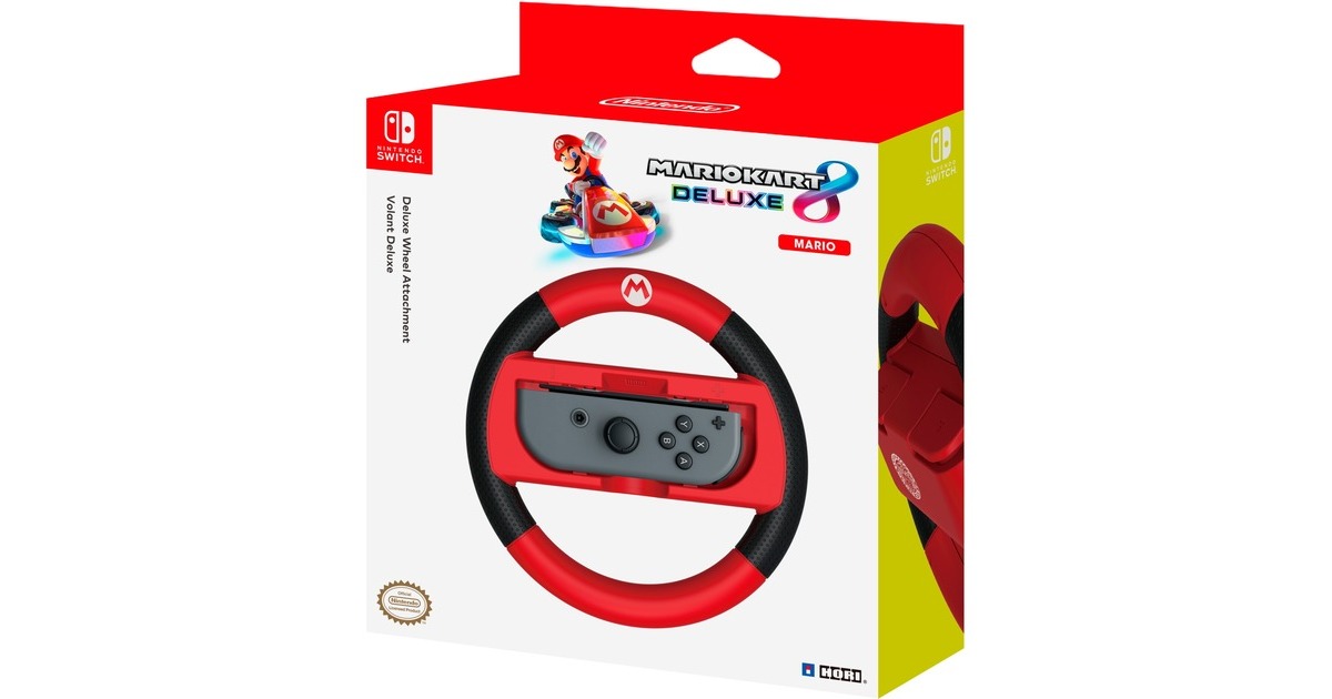 HORI Mario Kart 8 Deluxe Joy-Con Lenkrad Mario, Halterung(rot/schwarz)
