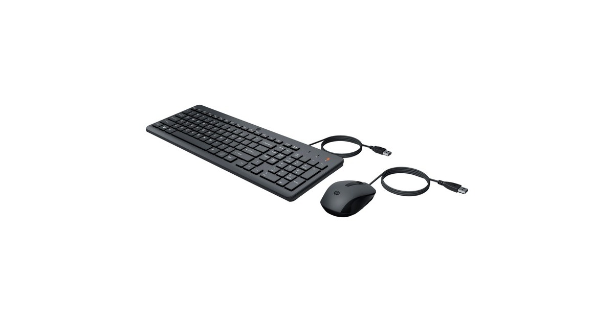 HP 150 Maus und Tastatur (kabelgebunden), Desktop-Set(schwarz, DE-Layout)