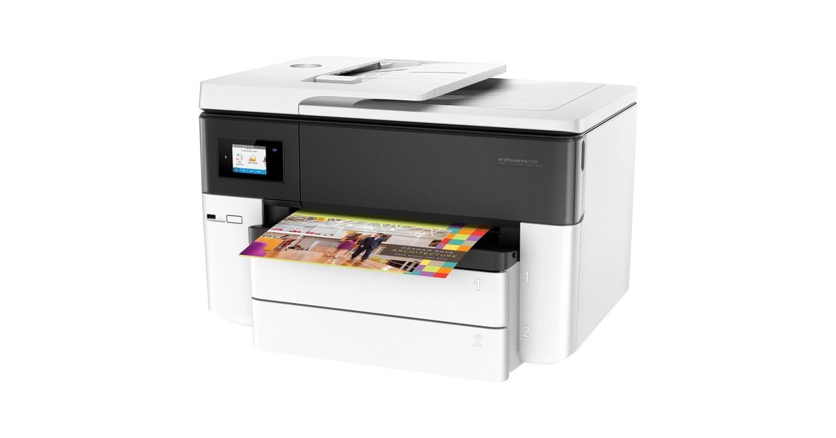 HP OfficeJet 7740 All-in-One, Multifunktionsdrucker(schwarz/grau, USB, LAN, WLAN, Scan, Kopie, Fax)