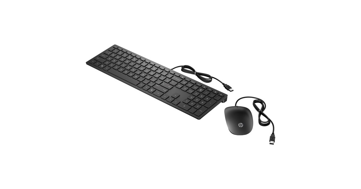 HP Pavillon kabelgebundene Tastatur und Maus 400, Desktop-Set(schwarz, DE-Layout)