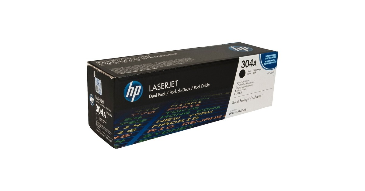 HP Toner schwarz 304A (CC530AD)(schwarz, Doppelpack, Retail)