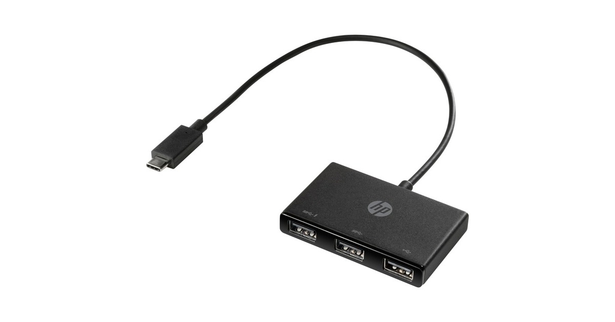 HP USB-C zu USB-A Hub, USB-Hub(schwarz)