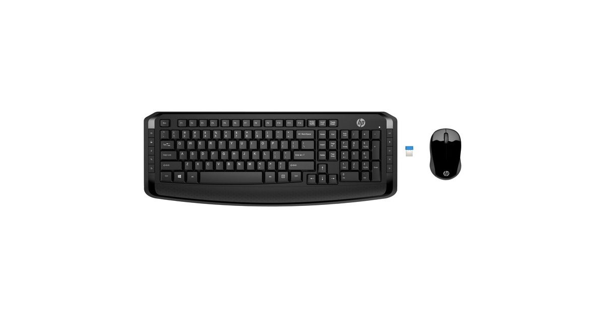 HP Wireless Tastatur und Maus 300, Desktop-Set(schwarz, DE-Layout)