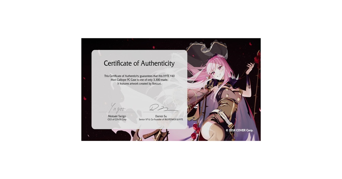 HYTE Y40 Mori Calliope Bundle, Tower-Gehäuse(mehrfarbig, Limited Edition, Tempered Glass)