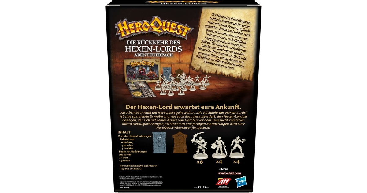 Hasbro Avalon Hill HeroQuest - Die Rückkehr des Hexen-Lords, Brettspiel(Erweiterung)
