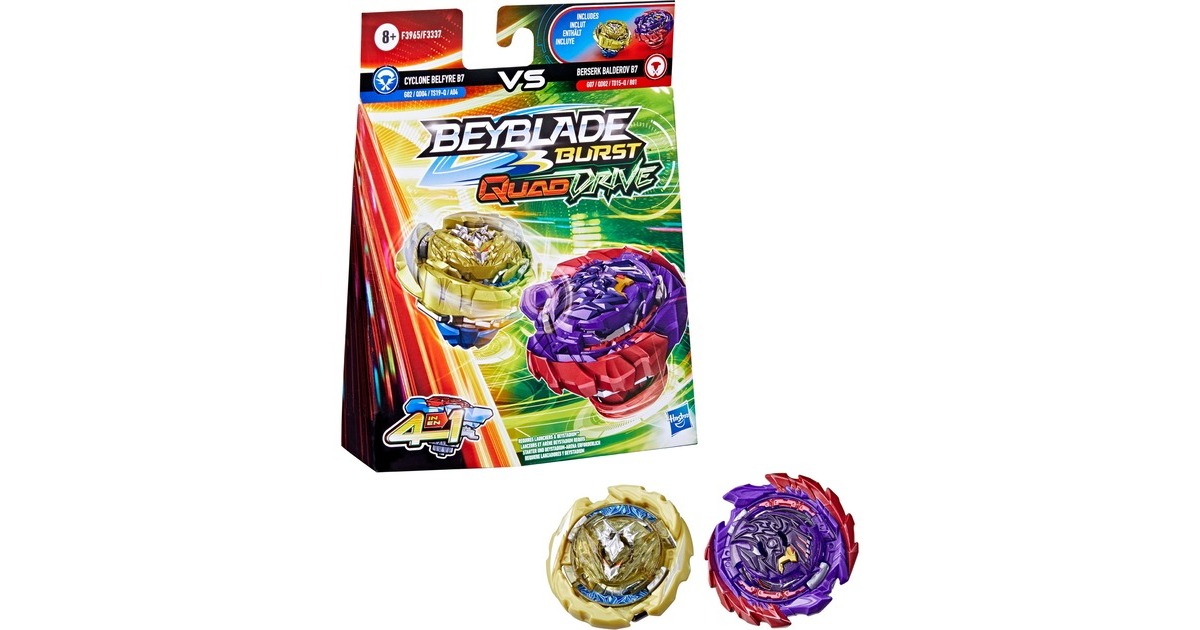 Hasbro Beyblade Burst QuadDrive Cyclone Belfyre F7 und Berserk Balderov B7, Geschicklichkeitsspiel Hasbro Beyblade Burst QuadDrive Cyclone Belfyre F7 und Berserk Balderov B7, Geschicklichkeitsspiel