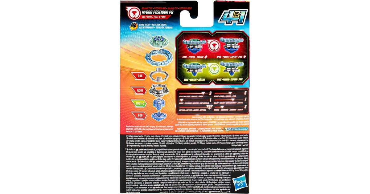 Hasbro Beyblade Burst QuadStrike Hydra Poseidon P8 Starter Pack, Geschicklichkeitsspiel