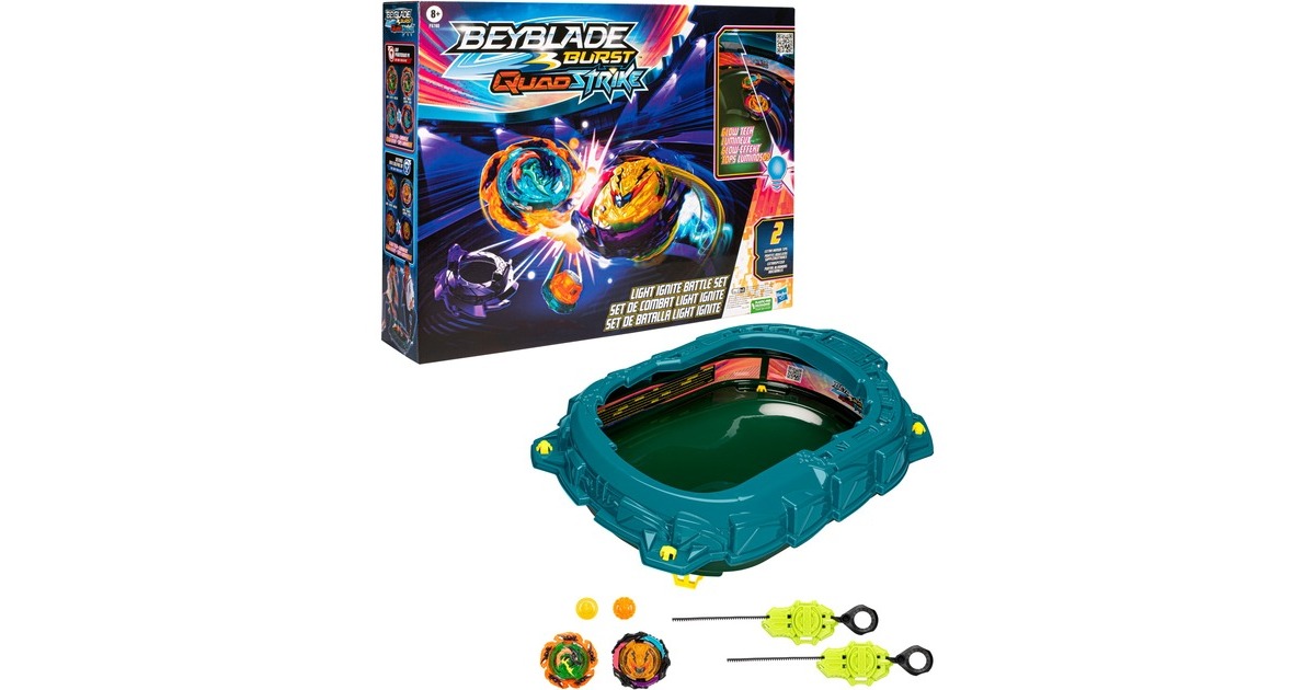 Hasbro Beyblade Burst QuadStrike Light Ignite Battle Set, Geschicklichkeitsspiel