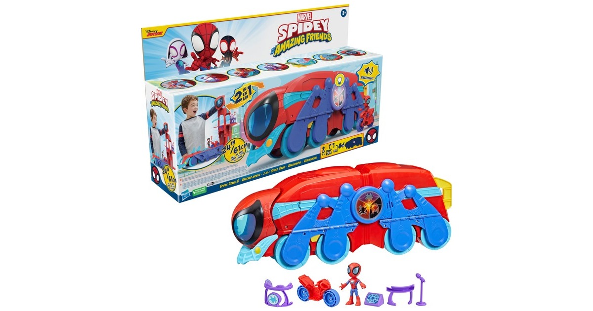 Hasbro Marvel Spidey and His Amazing Friends 2-in-1 Spider Raupe, Spielfahrzeug