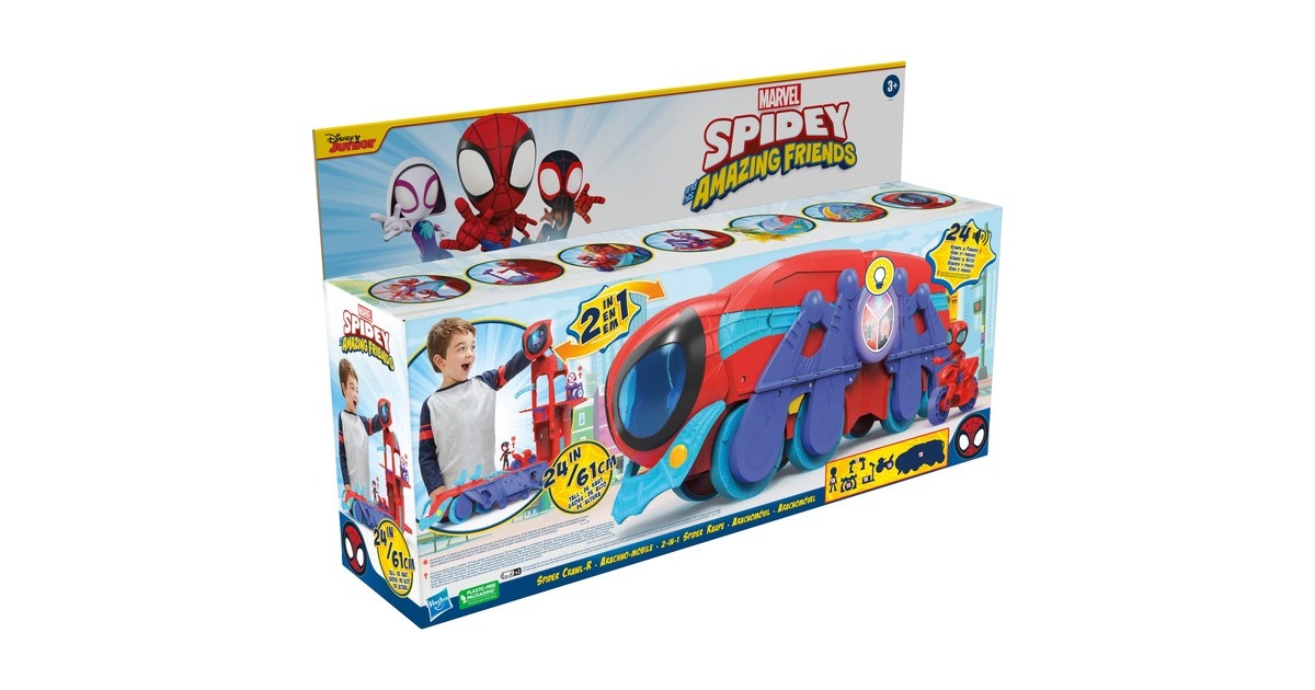 Hasbro Marvel Spidey and His Amazing Friends 2-in-1 Spider Raupe, Spielfahrzeug