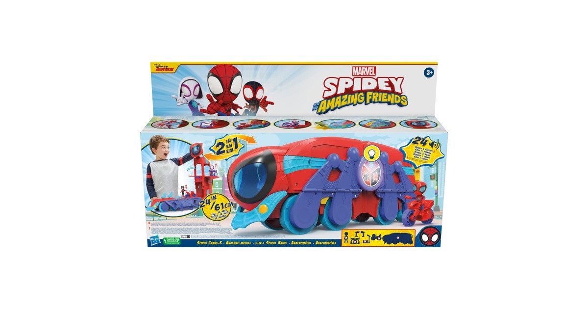 Hasbro Marvel Spidey and His Amazing Friends 2-in-1 Spider Raupe, Spielfahrzeug