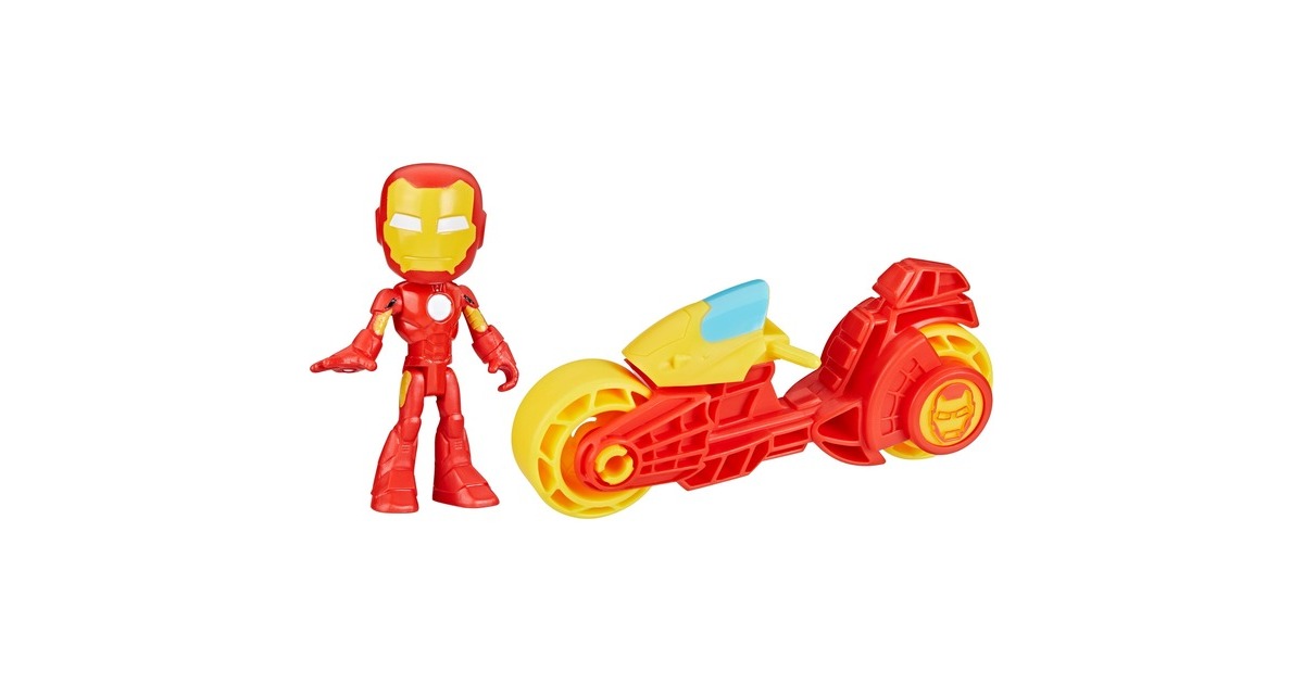 Hasbro Marvel Spidey and His Amazing Friends - Iron Man Action-Figur & Motorrad, Spielfigur