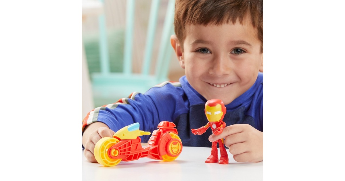 Hasbro Marvel Spidey and His Amazing Friends - Iron Man Action-Figur & Motorrad, Spielfigur
