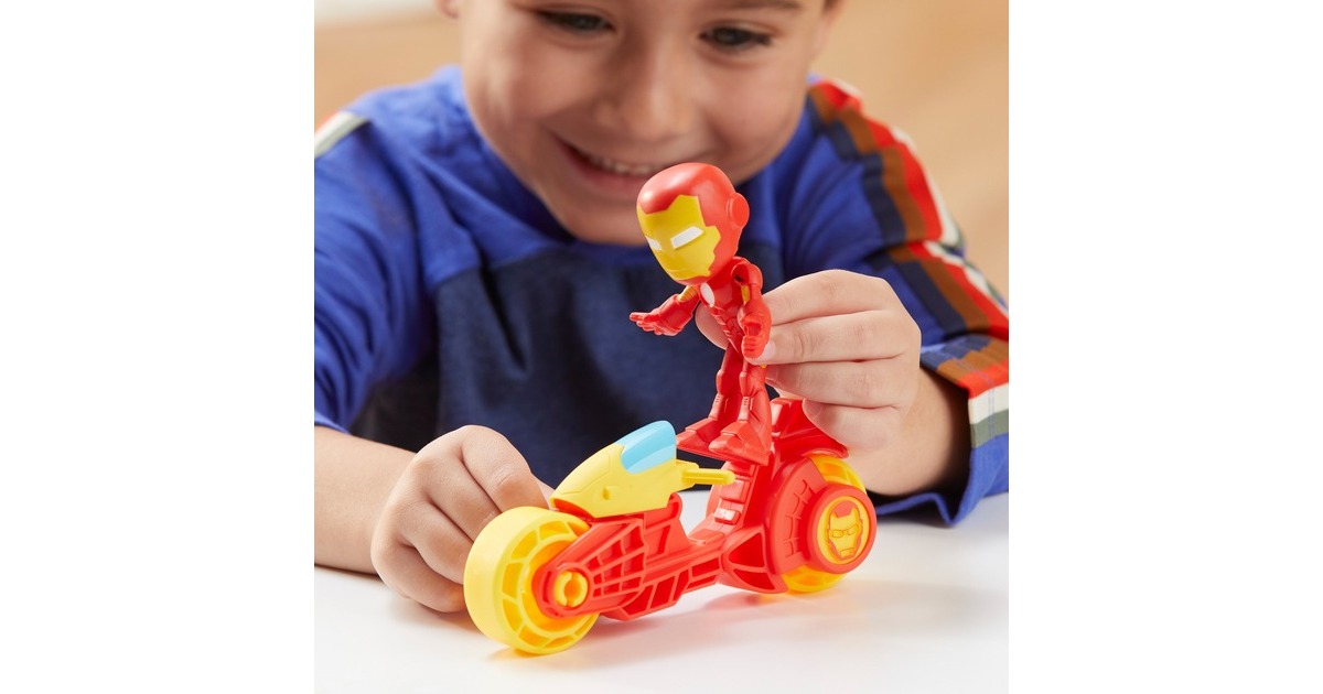 Hasbro Marvel Spidey and His Amazing Friends - Iron Man Action-Figur & Motorrad, Spielfigur