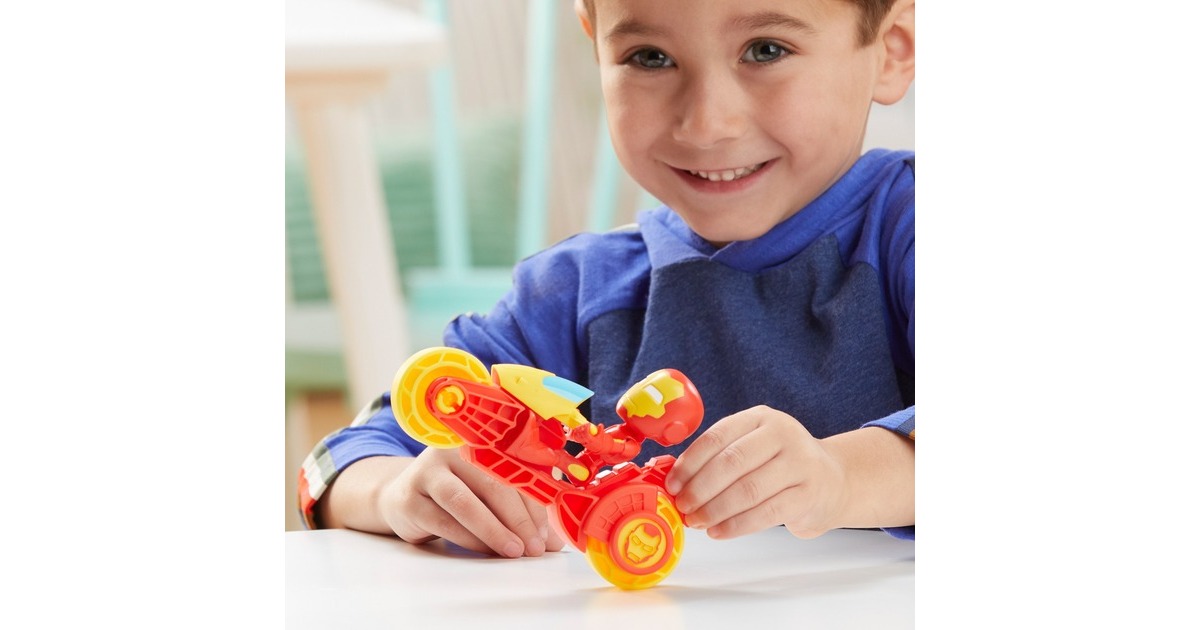 Hasbro Marvel Spidey and His Amazing Friends - Iron Man Action-Figur & Motorrad, Spielfigur