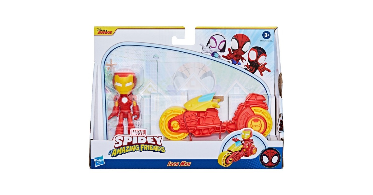 Hasbro Marvel Spidey and His Amazing Friends - Iron Man Action-Figur & Motorrad, Spielfigur