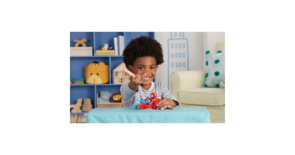 Hasbro Marvel Spidey and His Amazing Friends - Spidey mit Motorrad, Spielfigur