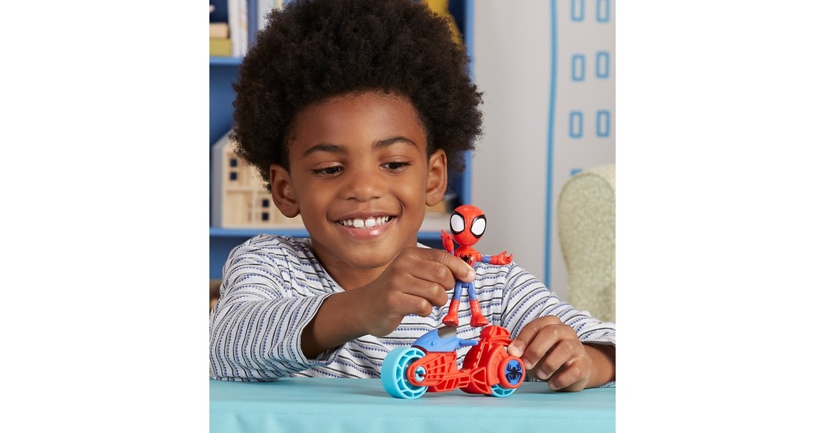 Hasbro Marvel Spidey and His Amazing Friends - Spidey mit Motorrad, Spielfigur