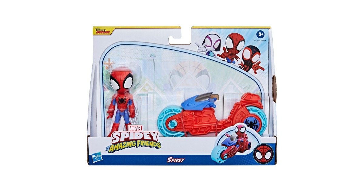 Hasbro Marvel Spidey and His Amazing Friends - Spidey mit Motorrad, Spielfigur
