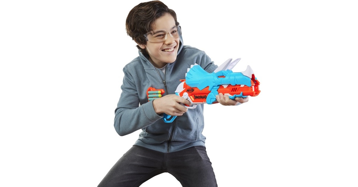 Hasbro Nerf DinoSquad Tricera-Blast, Nerf Gun(hellblau/orange)
