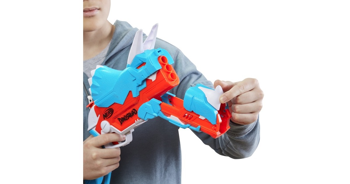Hasbro Nerf DinoSquad Tricera-Blast, Nerf Gun(hellblau/orange)