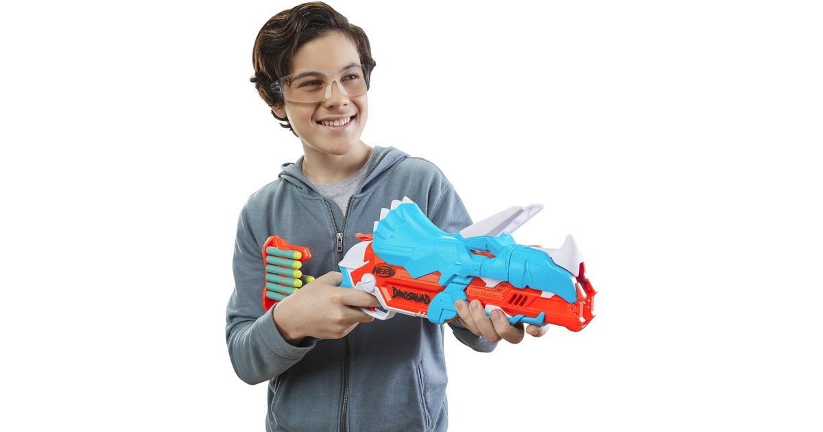Hasbro Nerf DinoSquad Tricera-Blast, Nerf Gun(hellblau/orange)