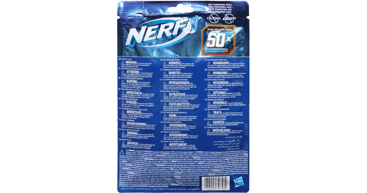 Hasbro Nerf Elite 2.0 50er Dart Nachfüllpack, Nerf Gun(blau/orange)