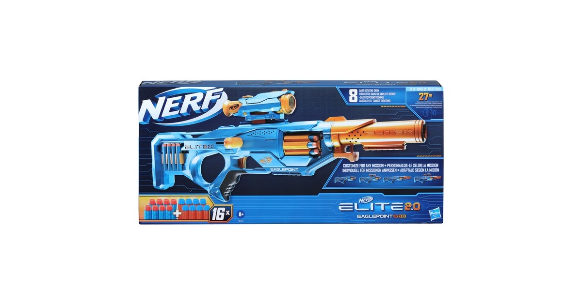 Hasbro Nerf Elite 2.0 Eaglepoint RD-8, Nerf Gun(blaugrau/orange)