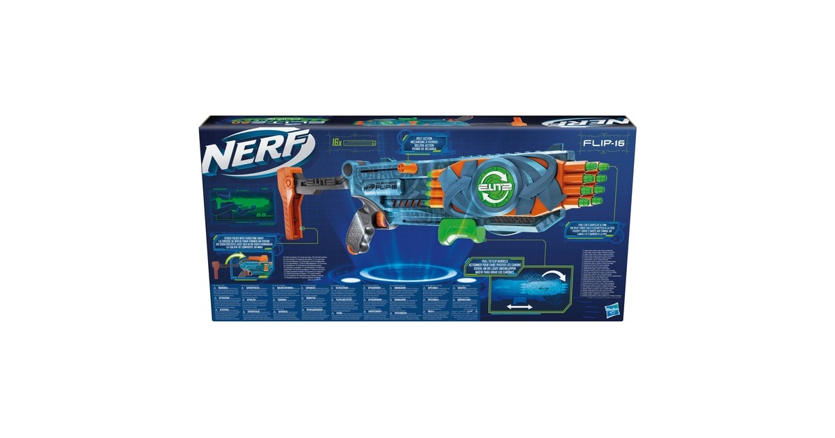 Hasbro Nerf Elite 2.0 Flipshots Flip-16, Nerf Gun(blaugrau/orange)