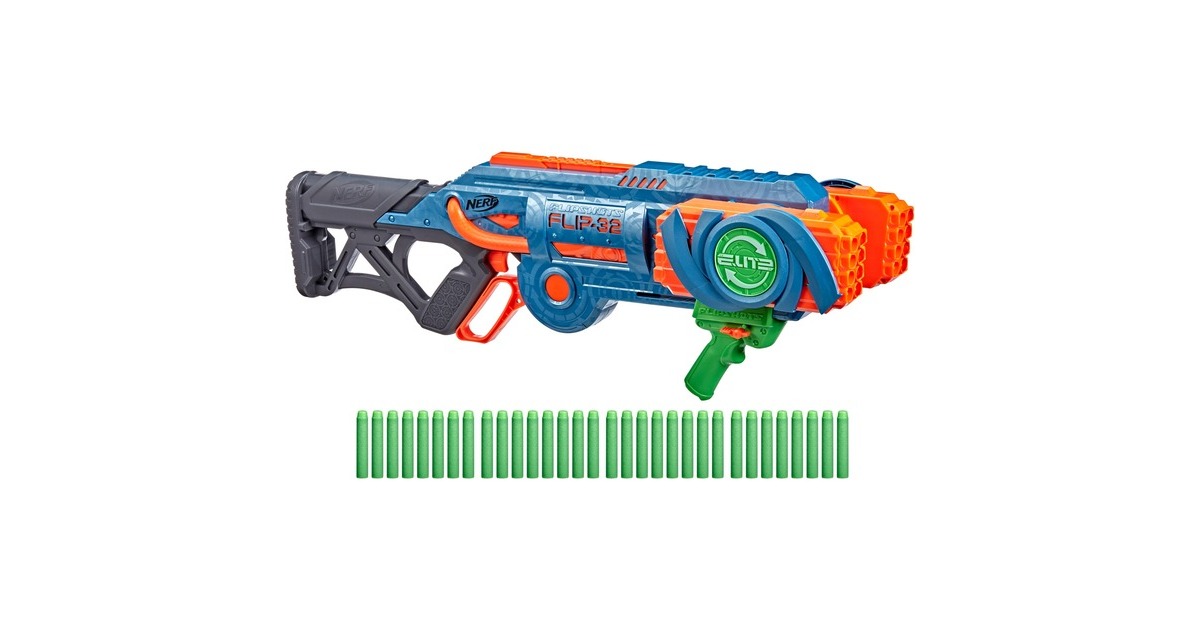 Hasbro Nerf Elite 2.0 Flipshots Flip-32, Nerf Gun(blaugrau/orange, Outlet)