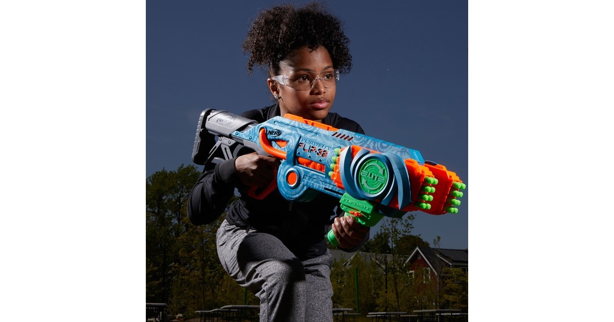 Hasbro Nerf Elite 2.0 Flipshots Flip-32, Nerf Gun(blaugrau/orange, Outlet)