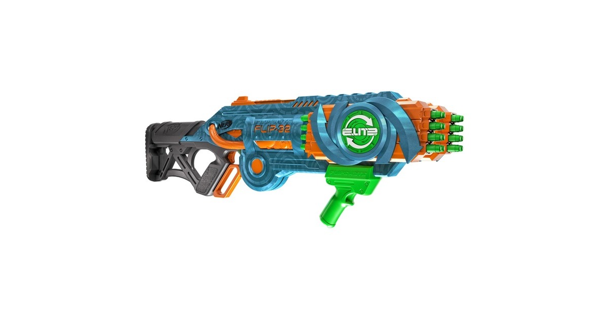 Hasbro Nerf Elite 2.0 Flipshots Flip-32, Nerf Gun(blaugrau/orange, Outlet)