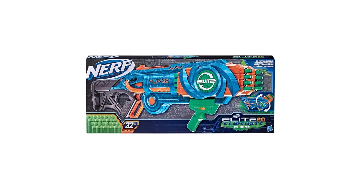 Hasbro Nerf Elite 2.0 Flipshots Flip-32, Nerf Gun(blaugrau/orange, Outlet)