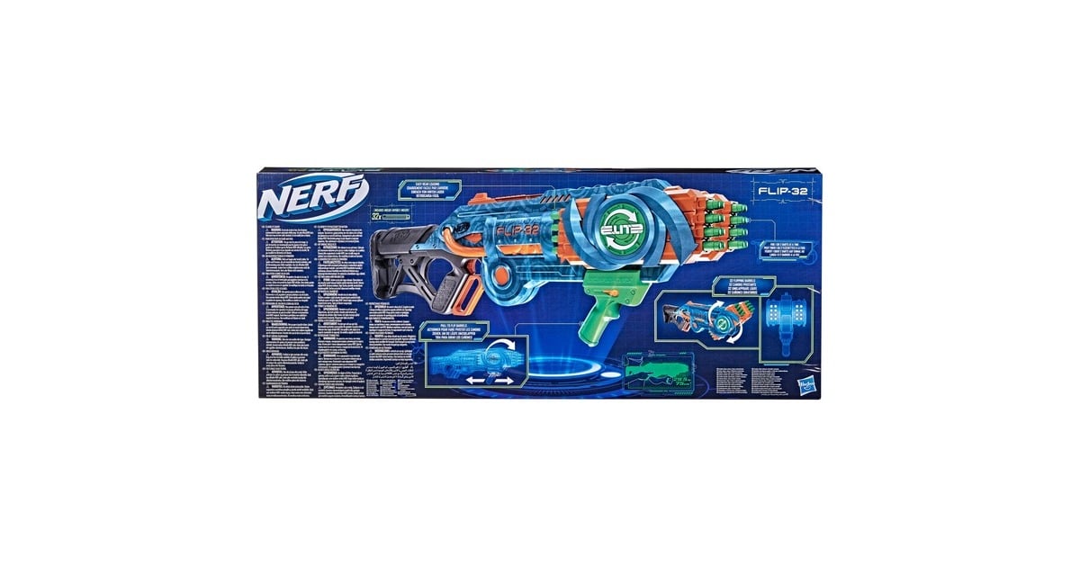 Hasbro Nerf Elite 2.0 Flipshots Flip-32, Nerf Gun(blaugrau/orange)