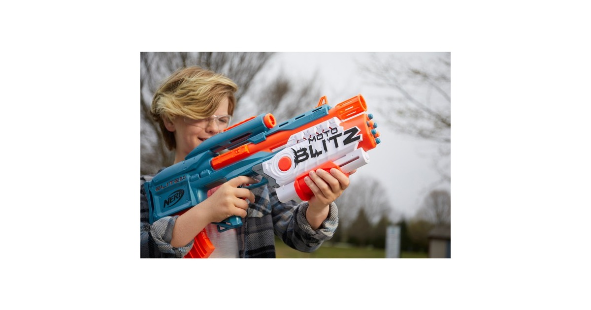 Hasbro Nerf Elite 2.0 Motoblitz CS-10, Nerf Gun(blaugrau/orange)