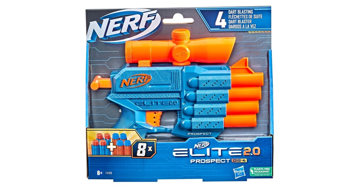 Hasbro Nerf Elite 2.0 Prospect QS-4, Nerf Gun(blaugrau/orange)