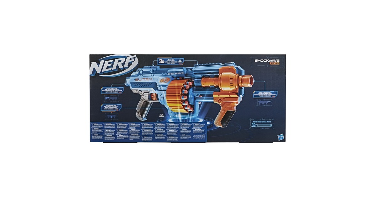 Hasbro Nerf Elite 2.0 Shockwave RD-15, Nerf Gun(blaugrau/orange)